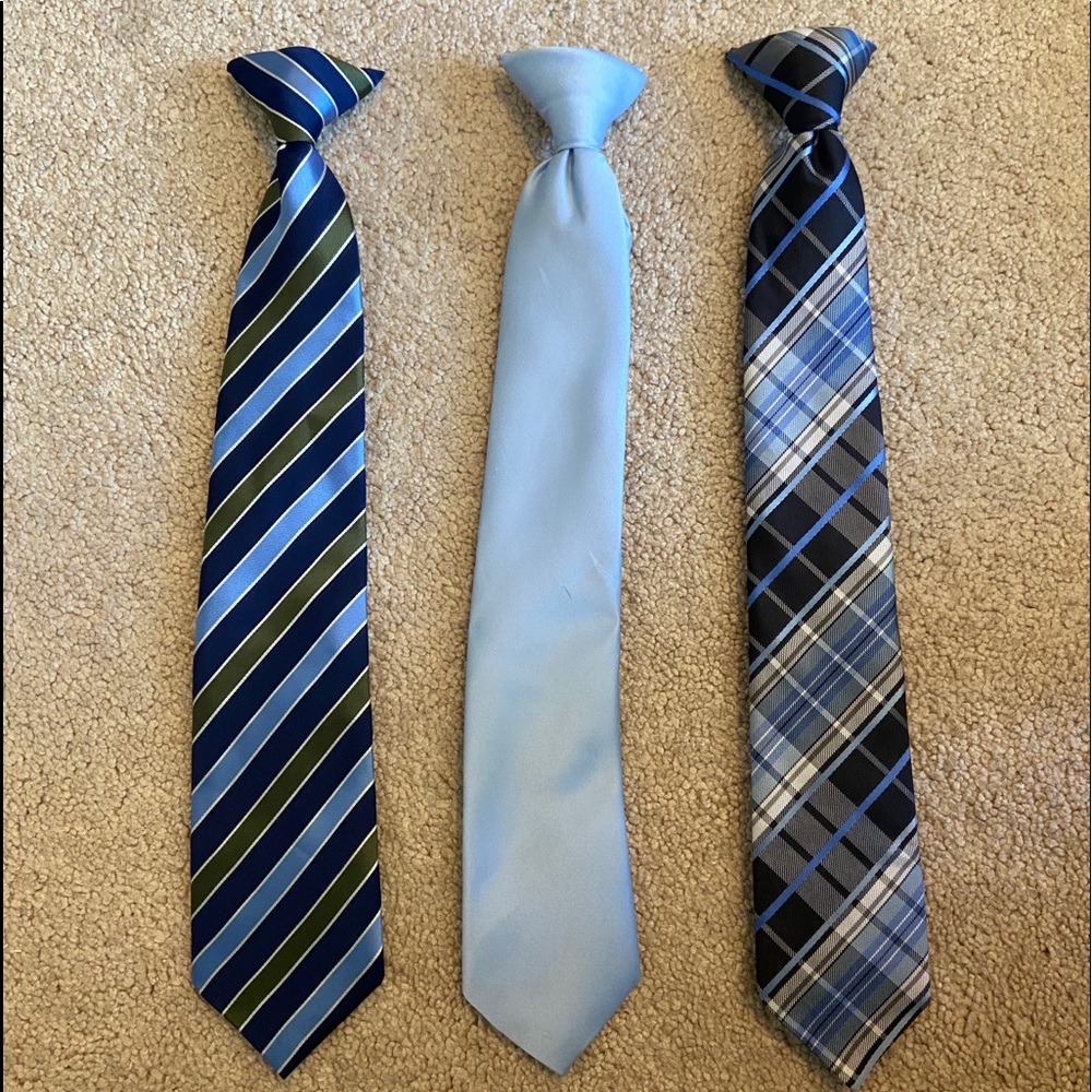 3 Bergamo New York Clip on Ties (Blue) plaid